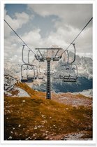 JUNIQE - Poster Skilift foto -60x90 /Bruin & Turkoois