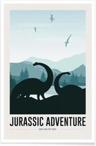 JUNIQE - Poster Jurassic Adventure I -20x30 /Blauw & Groen