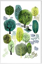 JUNIQE - Poster in kunststof lijst Spring Forest -30x45 /Groen