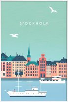 JUNIQE - Poster in kunststof lijst Stockholm - retro -40x60 /Kleurrijk
