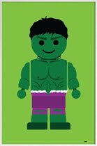 JUNIQE - Poster in kunststof lijst Hulk Toy -40x60 /Groen & Paars