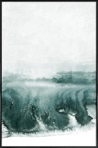 JUNIQE - Poster in kunststof lijst Rainy Day -40x60 /Grijs & Turkoois