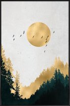 JUNIQE - Poster met kunststof lijst Goldmond -13x18 /Geel & Grijs