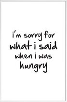 JUNIQE - Poster in kunststof lijst hungry -30x45 /Zwart