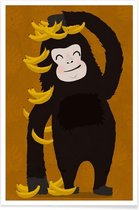 JUNIQE - Poster Gorilla Orange -40x60 /Oranje & Zwart