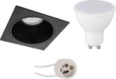 LED Spot Set - Luxino Minko Pro - GU10 Fitting - Inbouw Vierkant - Mat Zwart - 4W - Natuurlijk Wit 4200K - Verdiept - 90mm