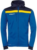 Uhlsport Offense 23 Multi Hood Jacket Azuur Blauw-Marine-Limoen Geel Maat 2XL