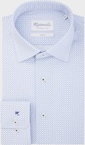 Michaelis Blauw wit geprint overhemd-boordmaat: 37 Pasvorm:Getailleerd