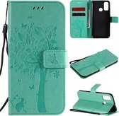 Voor Huawei P Smart 2020 Tree & Cat reliÃ«fpatroon Horizontale flip lederen tas met houder & kaartsleuven & portemonnee en lanyard (groen)