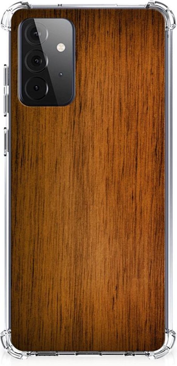 Samsung Galaxy A72 4G/5G Stevig Telefoonhoesje Donker Hout