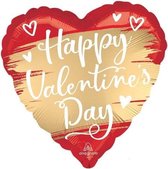 Helium ballon Hart rood-goud Happy Valentine's Day - 45cm