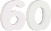 Mdf houten hobby cijfers 60 van formaat 11 cm - Rayhercijfer - Leeftijden, huisnummers, kamer nummers - 60 jaar verjaardag feest