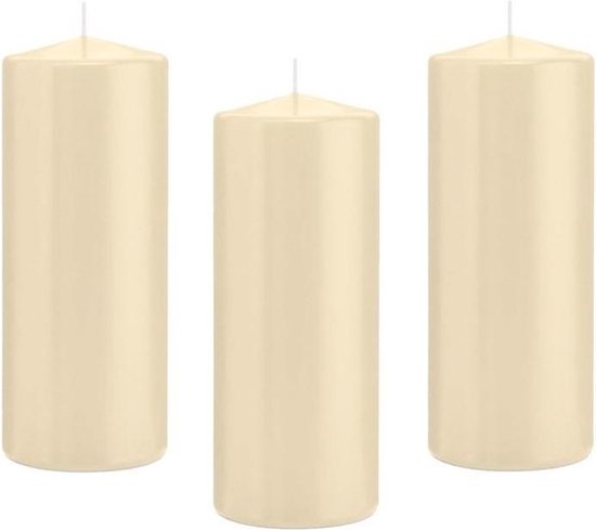 8x Cremewitte cilinderkaars/stompkaars 8 x 20 cm 119 branduren - Geurloze kaarsen - Woondecoraties