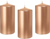 12x Rosegouden cilinderkaars/stompkaars 6 x 12 cm 40 branduren - Geurloze rosegoudkleurige kaarsen - Woondecoraties