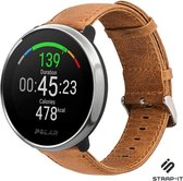 Leer Smartwatch bandje - Geschikt voor  Polar Ignite leren bandje - bruin - Strap-it Horlogeband / Polsband / Armband