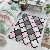 Tapiso Pinky Vloerkleed Woonkamer Slaapkamer Marokkaans Patroon Tiener Kleurrijk Design Trendy Praktisch Interieur Duurzaam Hoogwaardig Tapijt Maat - 200 x 300 cm