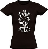 My kitchen, my rules Dames t-shirt | koken | kok | keuken | restaurant | grappig | cadeau | Zwart