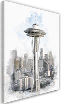 Schilderij Space Needle, Seattle, 2 maten. multi-gekleurd, Premium print