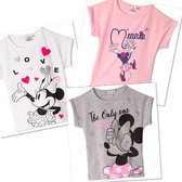 Disney Minnie Mouse T-shirt - VOORDEELPAKKET - set van 3 - wit/grijs/roze - maat 110/116 (6 jaar)