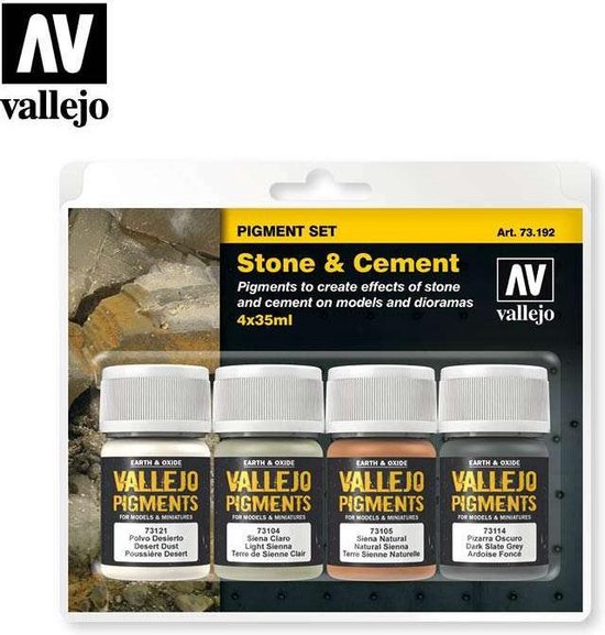 Vallejo val73192  - Stone & Cement Pigment Set 4 kleuren - Vallejo