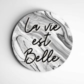 IDecorate - Schilderij - Marmer Looks La Vie Est Belle Marmer - Zwart En Wit - 90 X 90 Cm