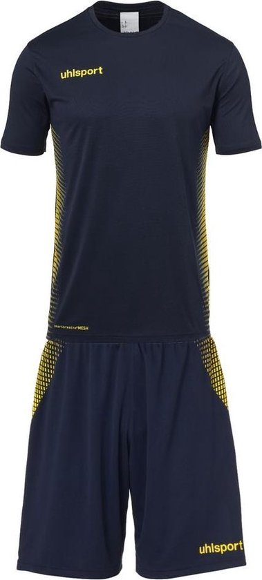 Foto: Uhlsport score sporttenue korte mouw heren marine fluogeel maat 2xl