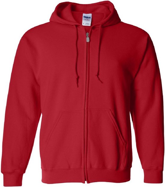 Gildan Zware Blend Unisex Adult Full Zip Hooded Sweatshirt Top (Rood)