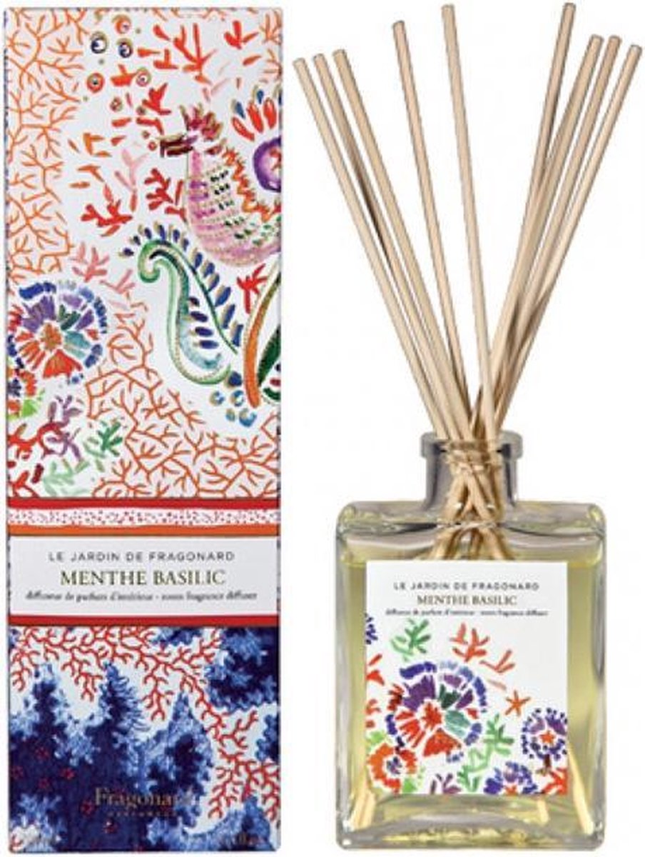 Fragonard Geurstokjes Home Fragrance Menthe Basilic Room Diffuser & 10 Sticks