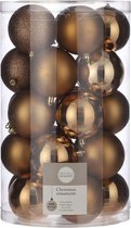 50x stuks onbreekbare kunststof kerstballen licht koper - licht koperen kerstballen 8 cm