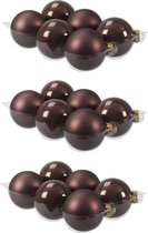 18x stuks kerstversiering kerstballen donkerbruin (chestnut) van glas - 8 cm - mat/glans - Kerstboomversiering