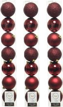 28x stuks kunststof kerstballen donkerrood (oxblood) 8 cm - Mix - Onbreekbare plastic kerstballen