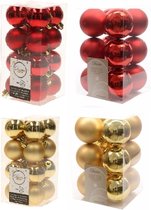 Kerstversiering kunststof kerstballen kleuren mix goud/ rood 4 en 6 cm pakket van 80x stuks