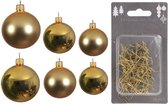 Groot pakket glazen kerstballen goud glans/mat 50x stuks - 4-6-8 cm incl haakjes