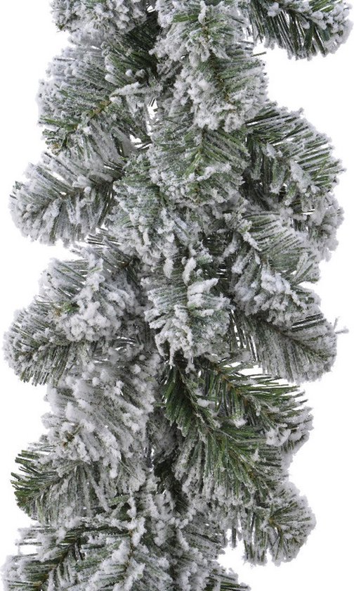 1x Groene dennen guirlandes / dennenslingers met sneeuw 270 x 25 cm - Kerstslingers / dennen slingers