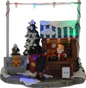 Kerstdorp cadeau kraampje/winkeltje 16 cm met LED verlichting