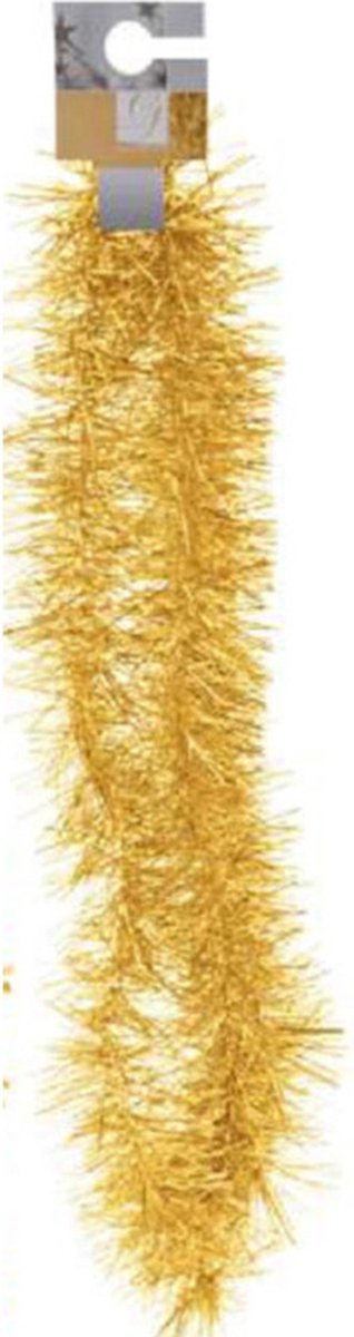 6x Gouden decoratie folieslingers fijn 180 cm - Kerstboom versiering