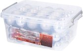 Boîtes de rangement / boîtes de rangement avec 70 boules en plastique argentées - Décorations pour arbres de Noël