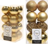 Kerstversiering kunststof kerstballen goud 4-6 cm pakket van 32x stuks - Kerstboomversiering