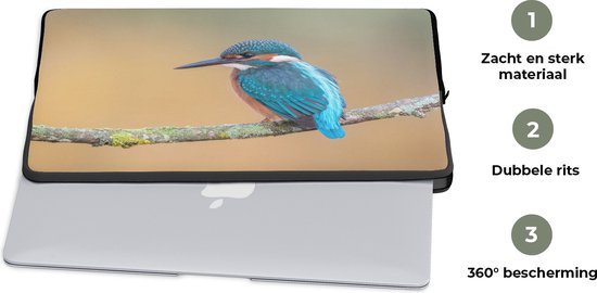 Laptophoes 15.6 inch - Vogel - IJsvogel - Dieren - Tak - Laptop sleeve - SleevesAndCases