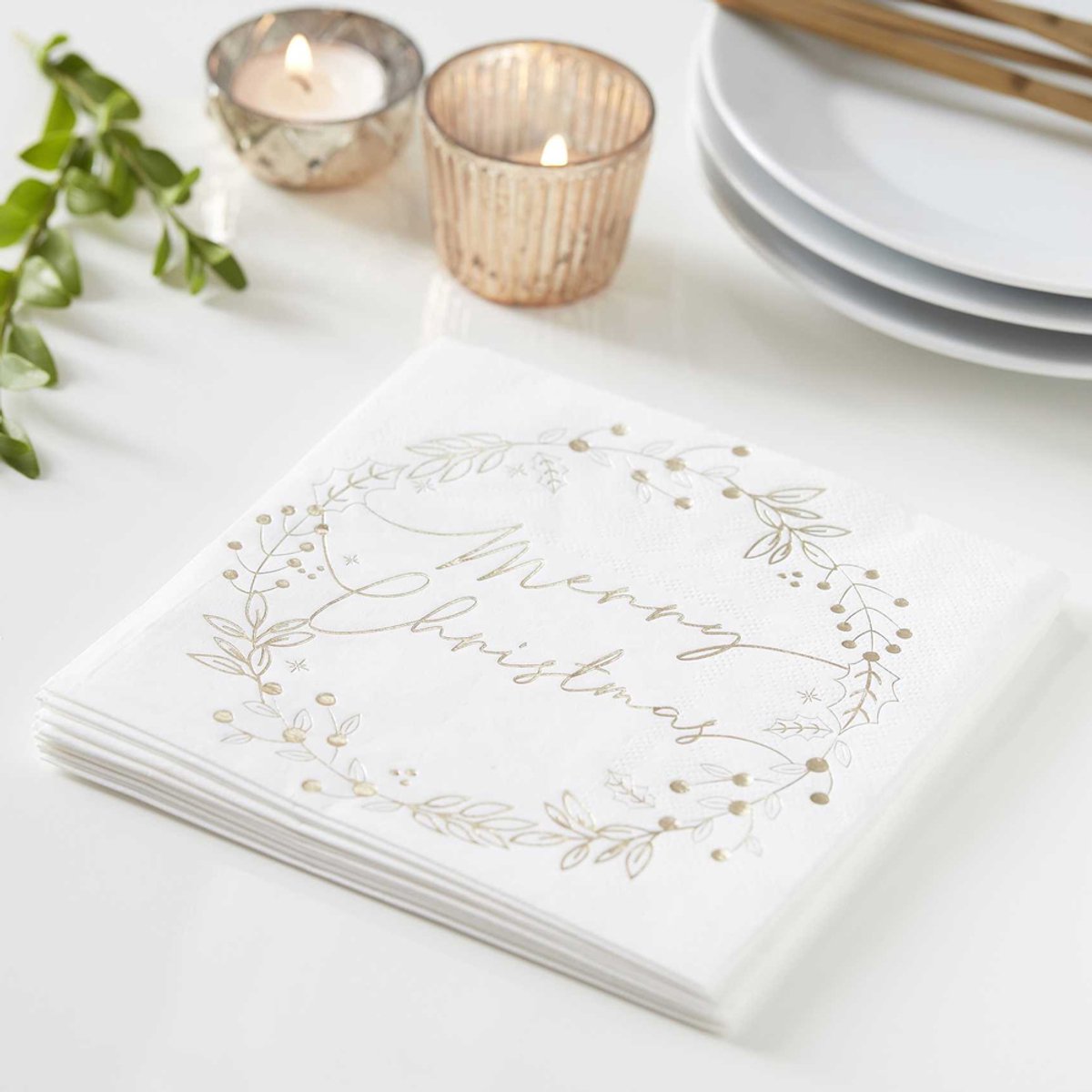 Ginger Ray - Kerst Traditioneel - Servetten Kerstdeur - rood (16 stuks)