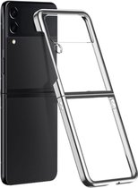 Back Cover Transparant/Zilver Hoesje Geschikt voor Samsung Galaxy Z Flip 4