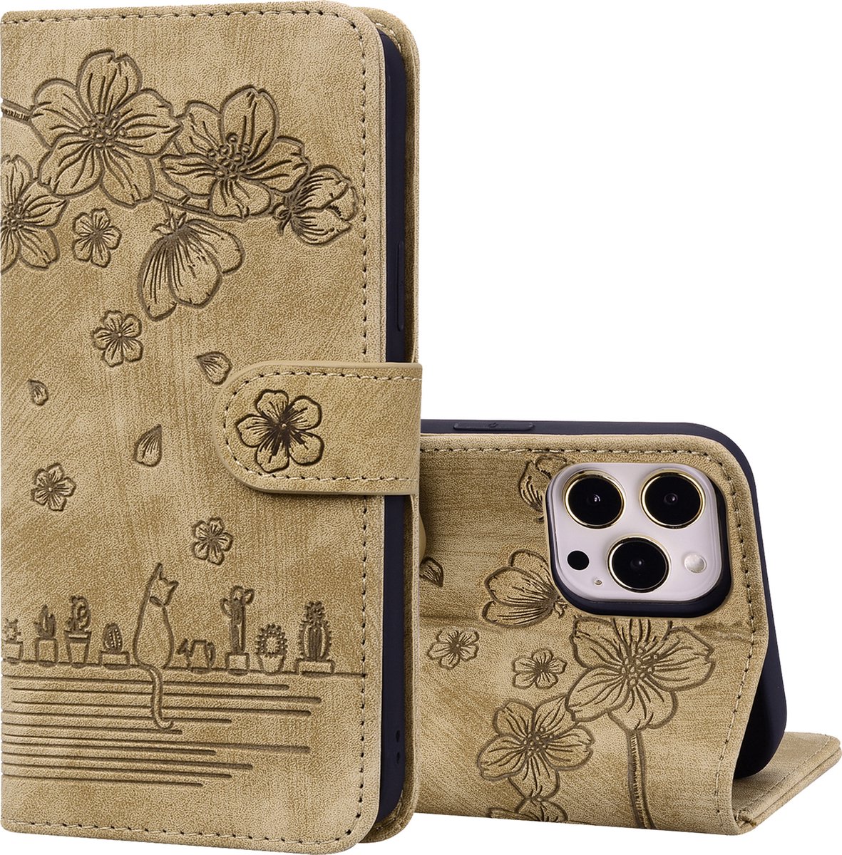 Hoesje geschikt voor Samsung Galaxy A71 - Bookcase - Koord - Pasjeshouder - Portemonnee - Camerabescherming - Bloemenpatroon - Kunstleer - Bruin