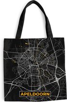 Sac à bandoulière - Sac de plage - Shopper City map - Apeldoorn - Or - Zwart - 40x40 cm - Sac en coton