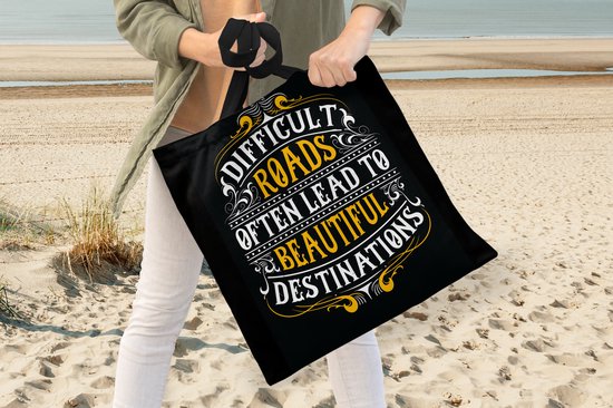 Sac bandoulière - Sac de plage - Big Shopper - Sac shopping - Motivation - Rétro - Citation - 40x40 cm - Sac en coton
