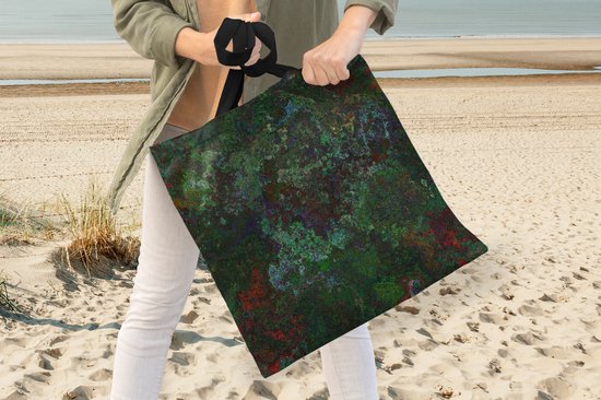 MuchoWow® Schoudertas - Strandtas - Big Shopper - Boodschappentas - Patroon - Verf - Abstract - Groen - 45x45 cm - Katoenen tas