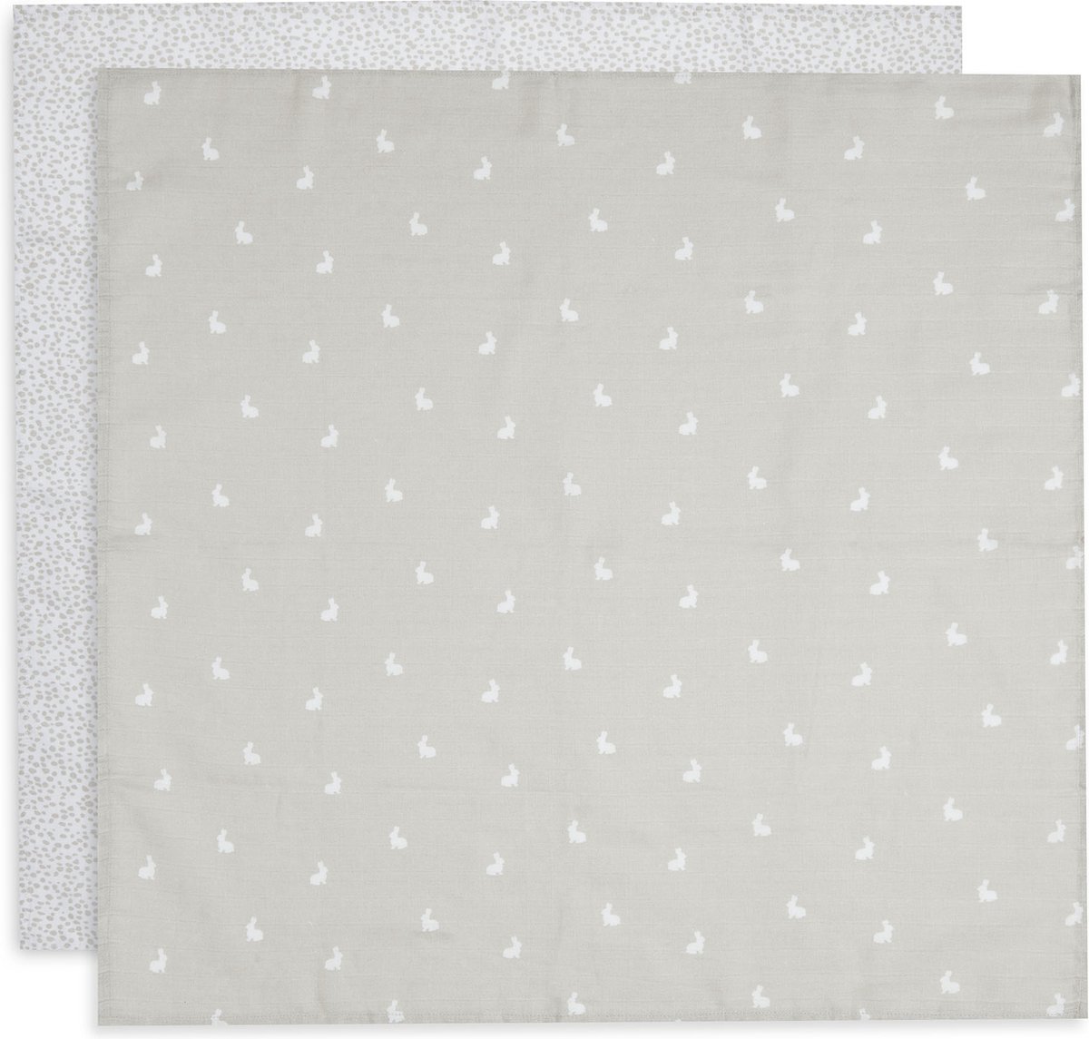 Goedkoopste Jollein Hydrofiele Doek Small 70x70cm Dotted & Rabbit - Nougat - 2 Stuks - GOTS