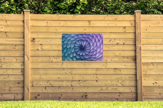 Géométrie violette sous forme d'affiche de jardin en spirale 90x60 cm - Toile de jardin / Toile d'extérieur / Peintures d'extérieur (décoration de jardin)