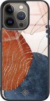 Casimoda® hoesje - Geschikt voor iPhone 13 Pro - Abstract Terracotta - Luxe Hard Case Zwart - Backcover telefoonhoesje - Multi