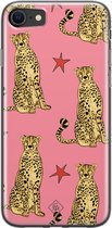 Casimoda® hoesje - Geschikt voor iPhone SE (2020) - The Pink Leopard - Siliconen/TPU telefoonhoesje - Backcover - Luipaardprint - Roze