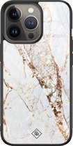 Casimoda® hoesje - Geschikt voor iPhone 13 Pro - Marmer Goud - Luxe Hard Case Zwart - Backcover telefoonhoesje - Goudkleurig